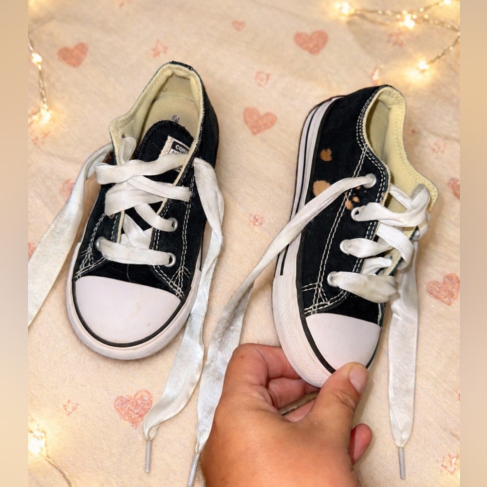 Converse Kids Black Canvas Low-Top Sneakers with White Accents